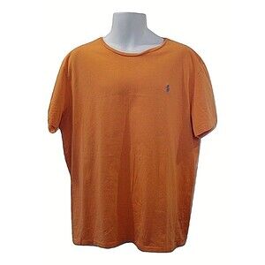 Polo Ralph Lauren T Shirt Orange Crew Neck Embroidered Blue Pony Logo Mens XL